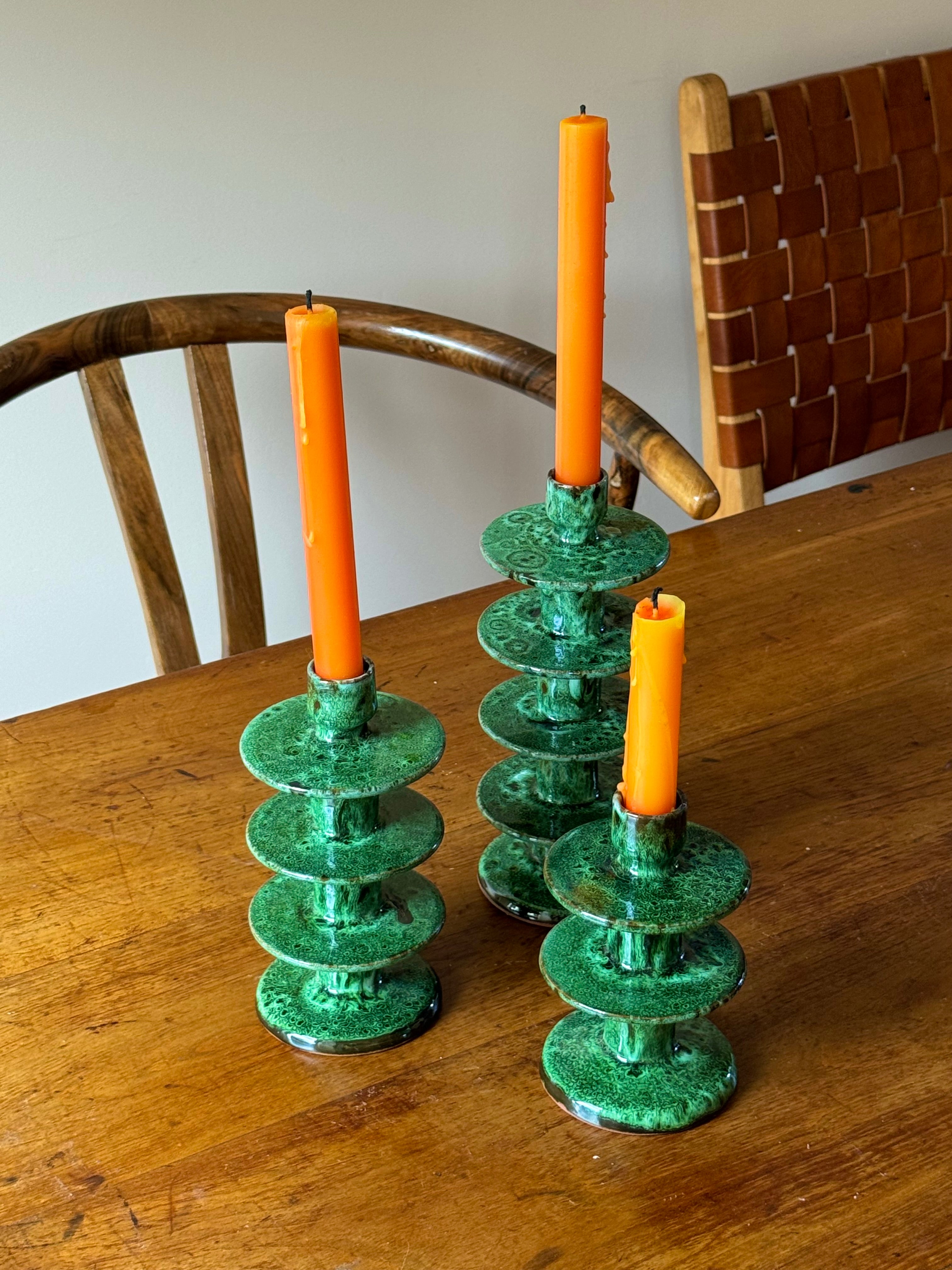 Lava candlestick holders, set of three