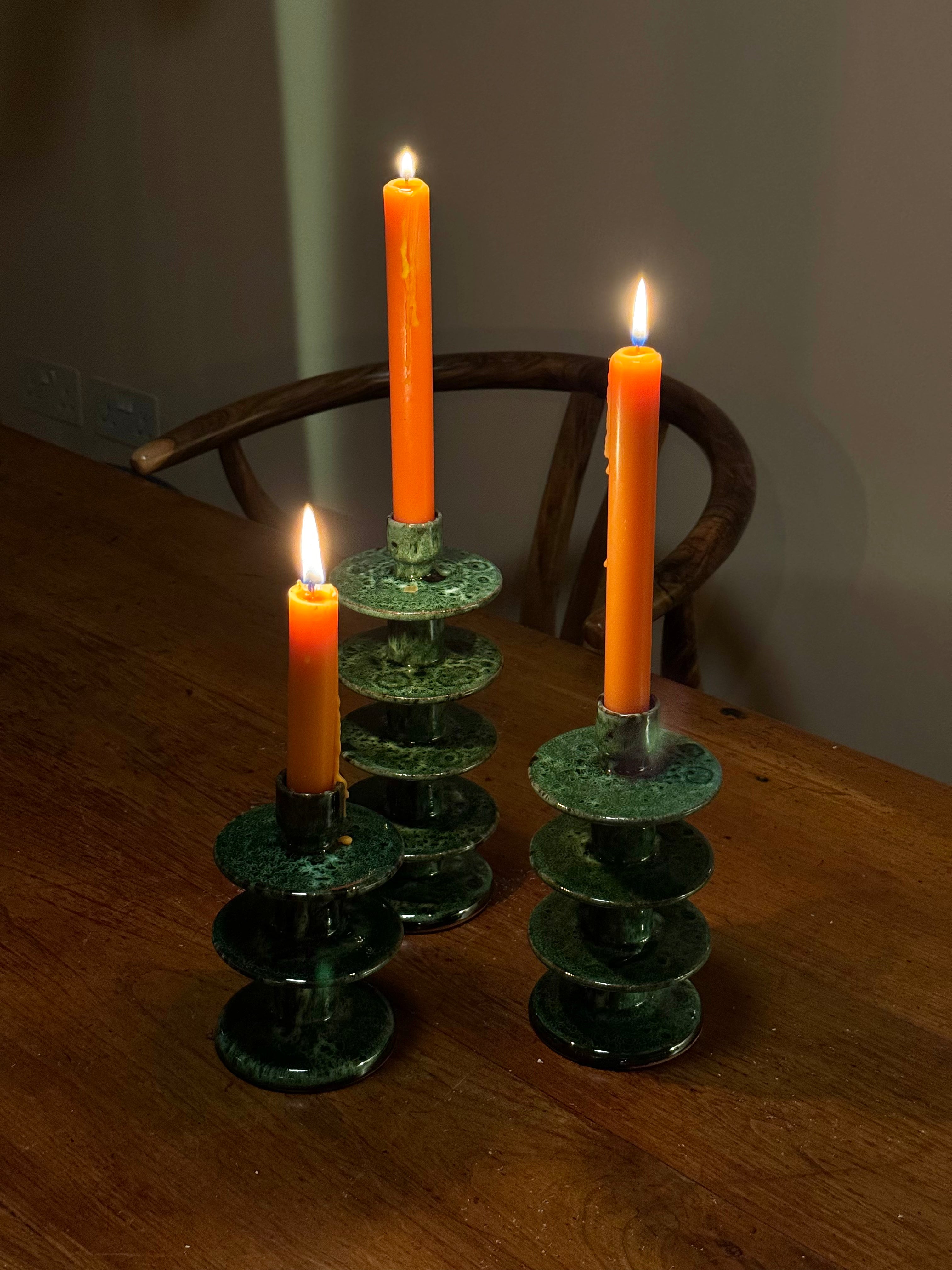 Lava candlestick holders, set of three