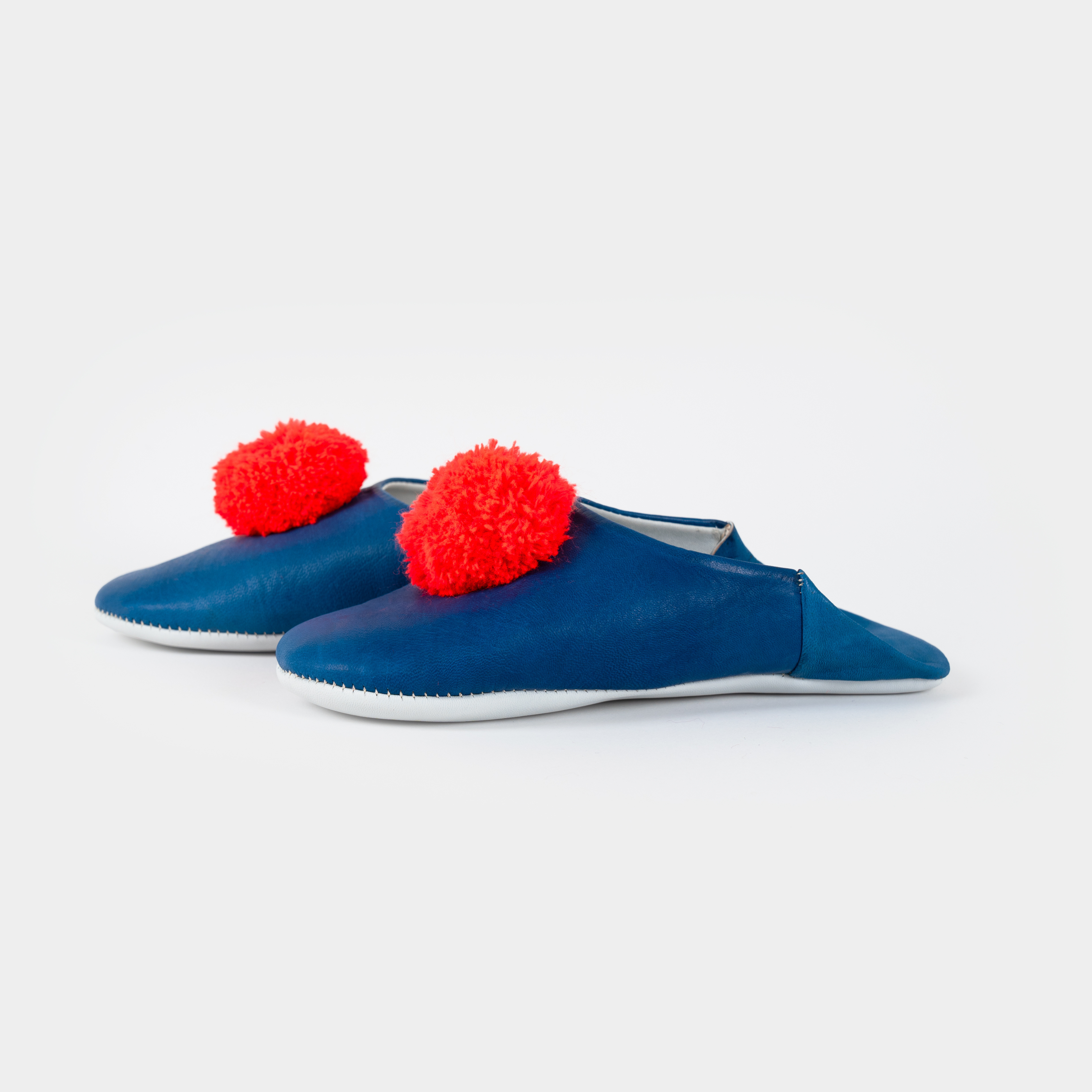 Pompon Slippers, denim