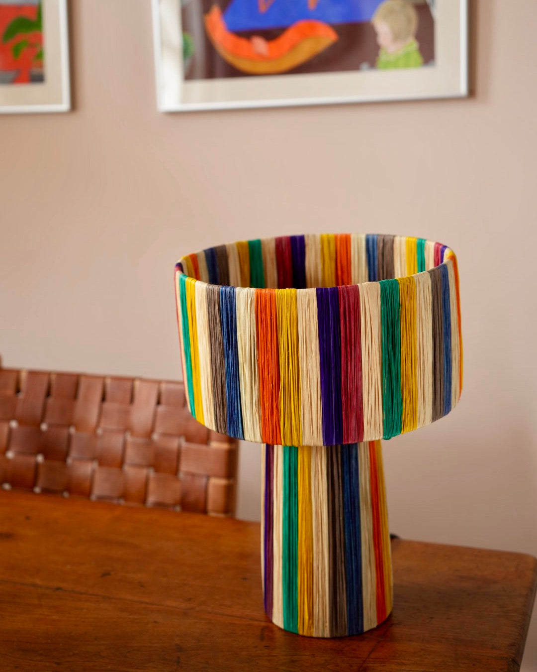 RAFFIA LAMP, rainbow