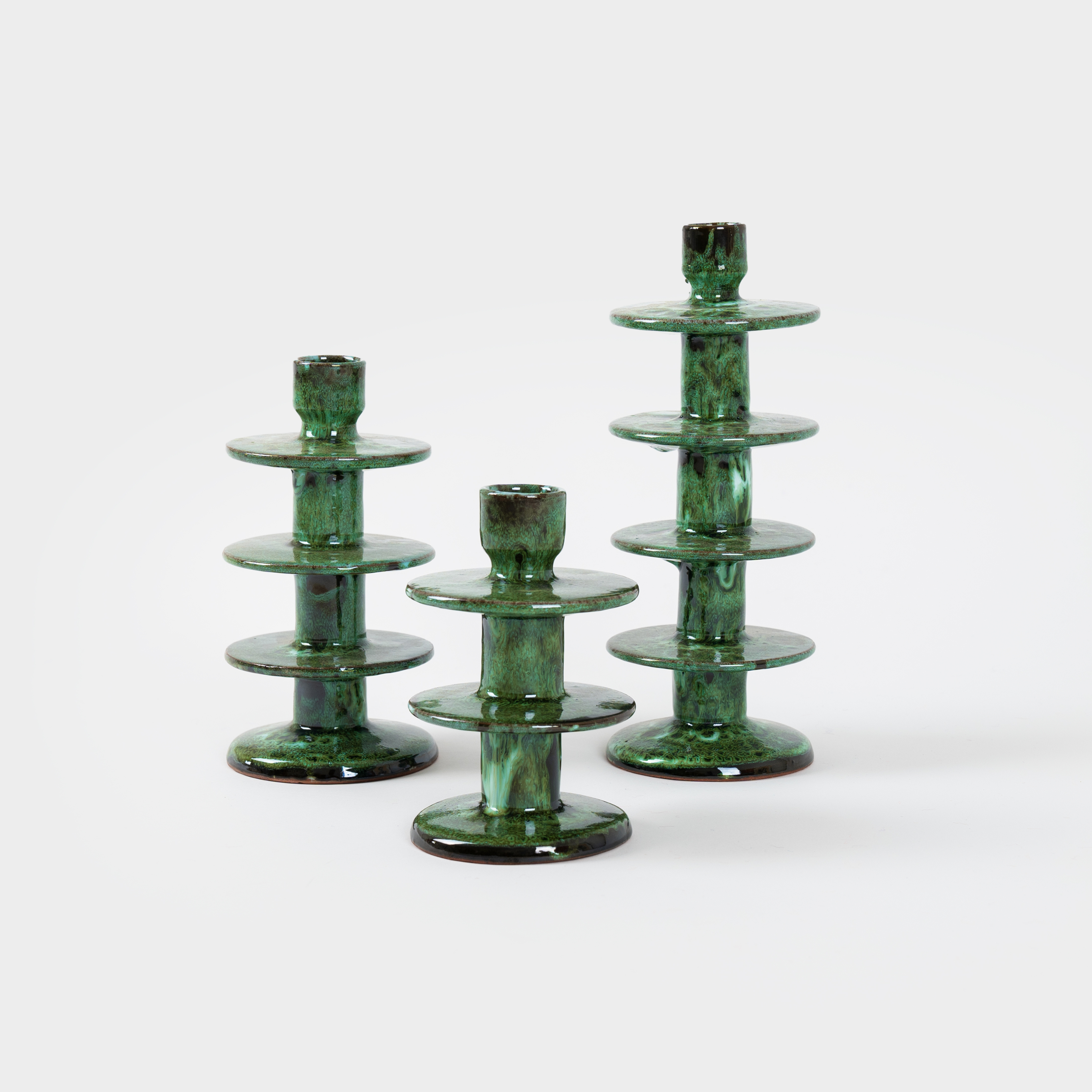 Lava candlestick holders, set of three