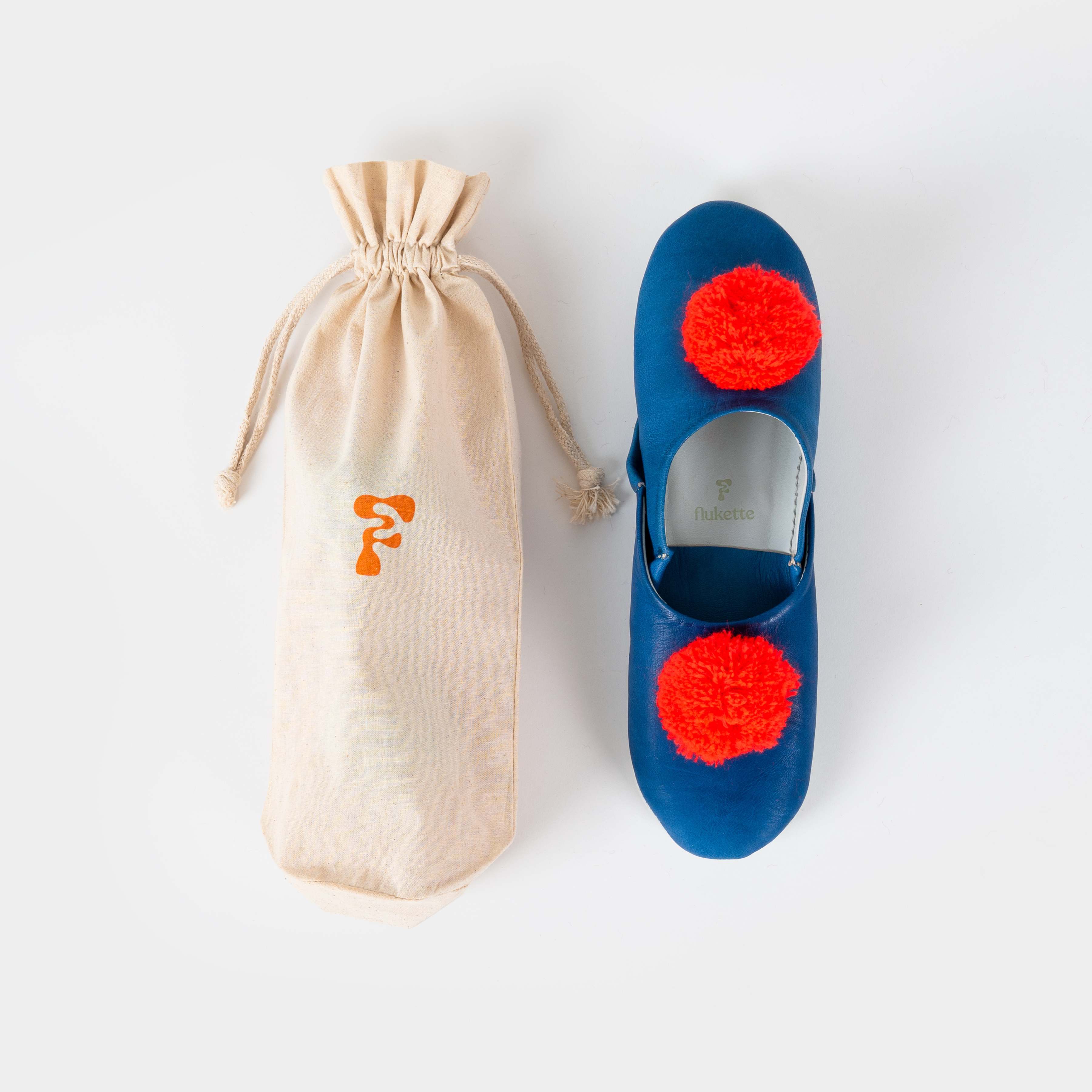 Pompon Slippers, denim