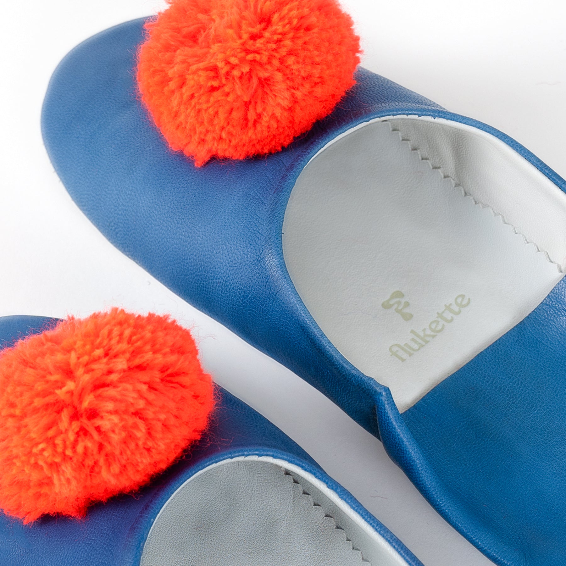 Pompon Slippers, denim